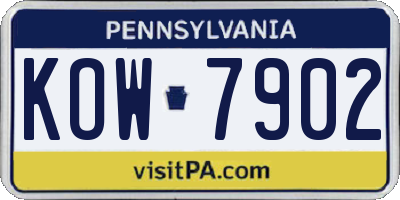 PA license plate KOW7902