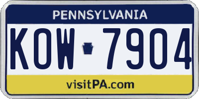 PA license plate KOW7904