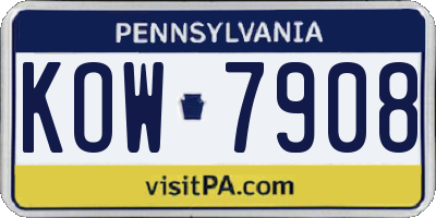 PA license plate KOW7908