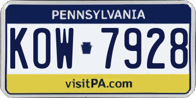 PA license plate KOW7928