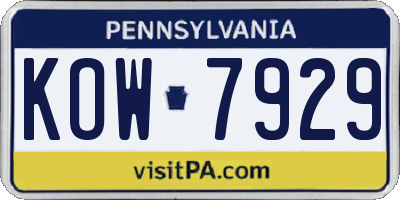 PA license plate KOW7929