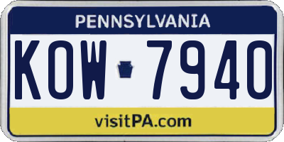 PA license plate KOW7940