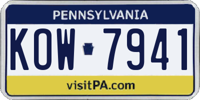 PA license plate KOW7941
