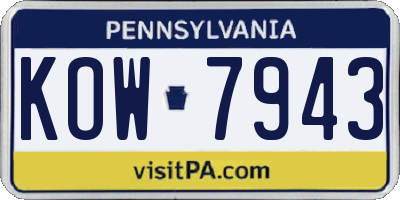 PA license plate KOW7943