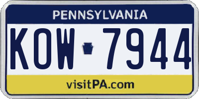 PA license plate KOW7944