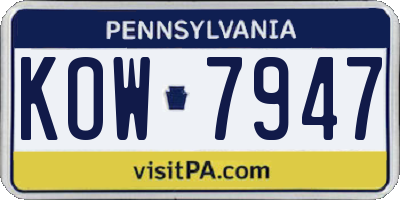 PA license plate KOW7947