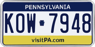PA license plate KOW7948