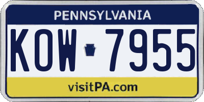 PA license plate KOW7955