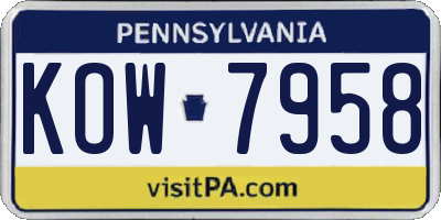 PA license plate KOW7958