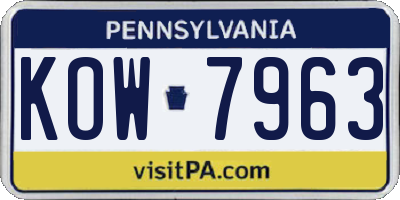 PA license plate KOW7963
