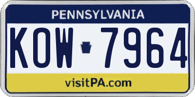 PA license plate KOW7964