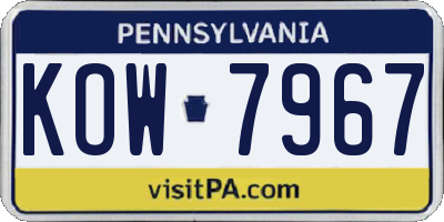 PA license plate KOW7967