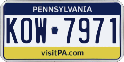 PA license plate KOW7971