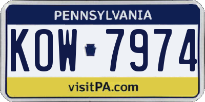 PA license plate KOW7974