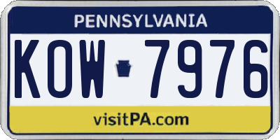 PA license plate KOW7976