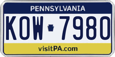 PA license plate KOW7980