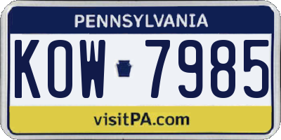 PA license plate KOW7985