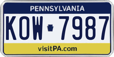 PA license plate KOW7987