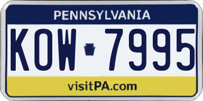 PA license plate KOW7995
