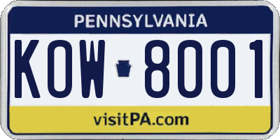 PA license plate KOW8001