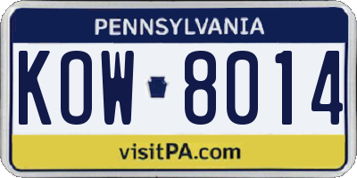 PA license plate KOW8014