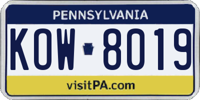 PA license plate KOW8019
