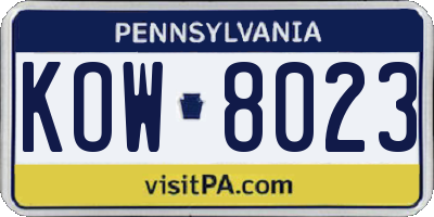 PA license plate KOW8023