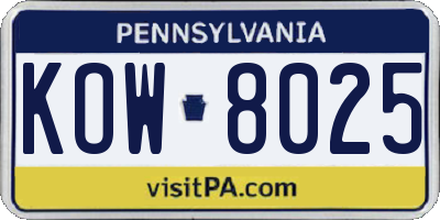 PA license plate KOW8025