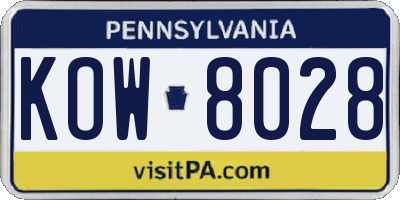 PA license plate KOW8028