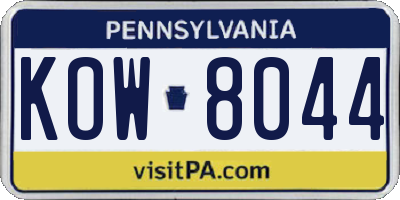 PA license plate KOW8044