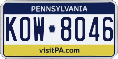 PA license plate KOW8046