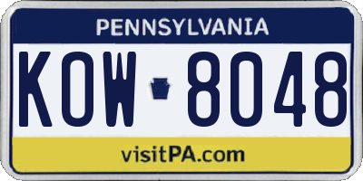 PA license plate KOW8048