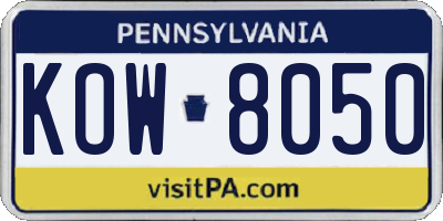 PA license plate KOW8050