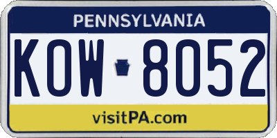 PA license plate KOW8052