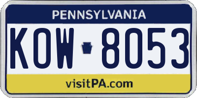PA license plate KOW8053