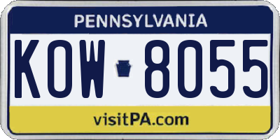 PA license plate KOW8055