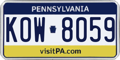 PA license plate KOW8059