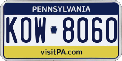 PA license plate KOW8060