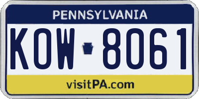PA license plate KOW8061
