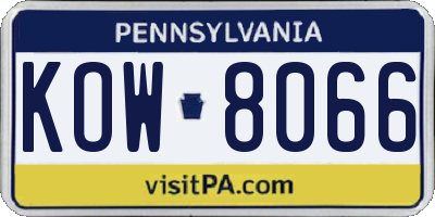 PA license plate KOW8066