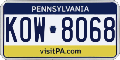 PA license plate KOW8068