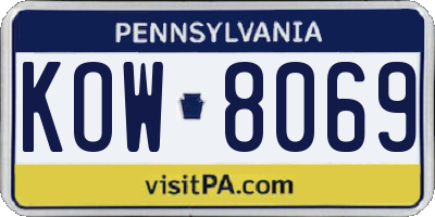 PA license plate KOW8069
