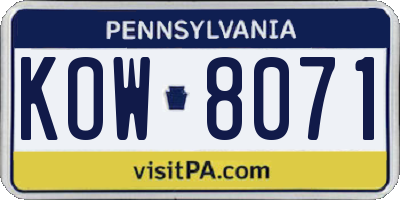 PA license plate KOW8071