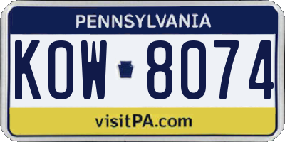 PA license plate KOW8074