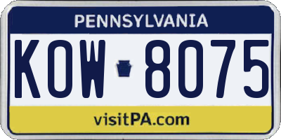 PA license plate KOW8075
