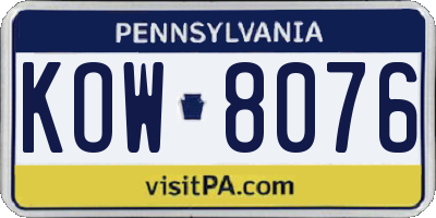 PA license plate KOW8076