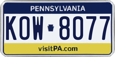 PA license plate KOW8077