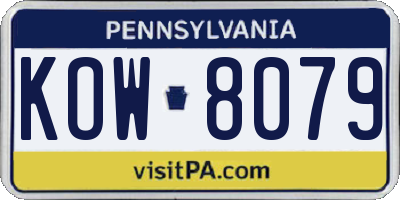 PA license plate KOW8079