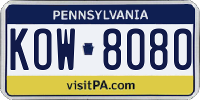 PA license plate KOW8080