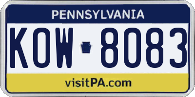 PA license plate KOW8083
